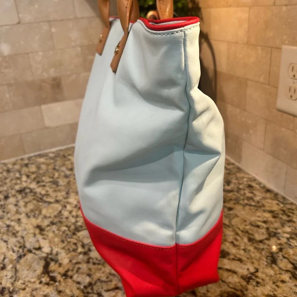 Tory Burch Two-Tone Nylon Tote - Light White & Red - Picture 4 of 11